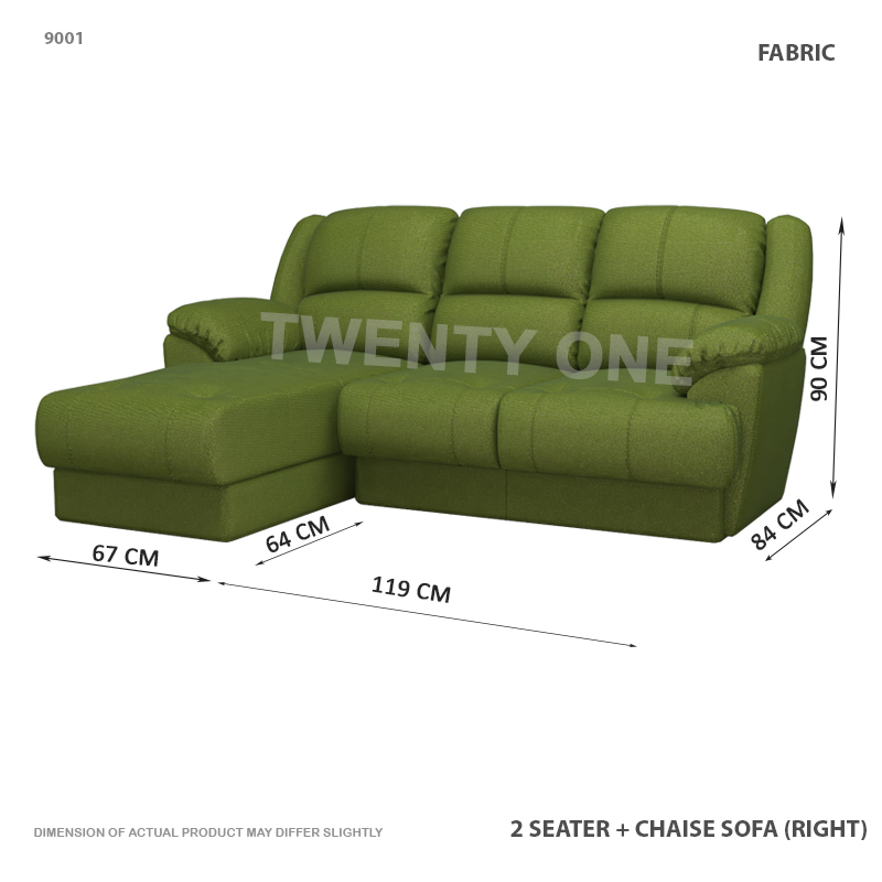 9001 2S+ L   2 SEATER WITH CHAISE FABRIC SOFA 1 C RIGHT